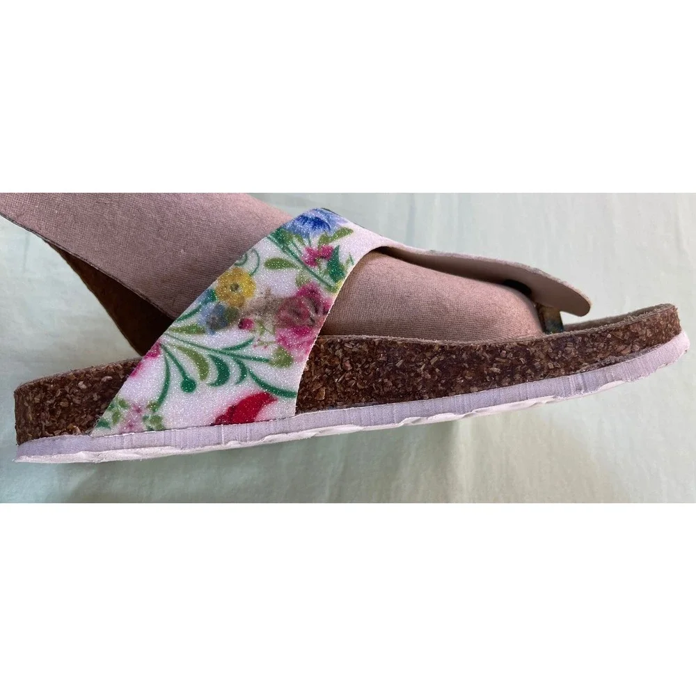 Giulia Palai Girls Kids Sandals Size 1 Pretty! Floral‎ And White